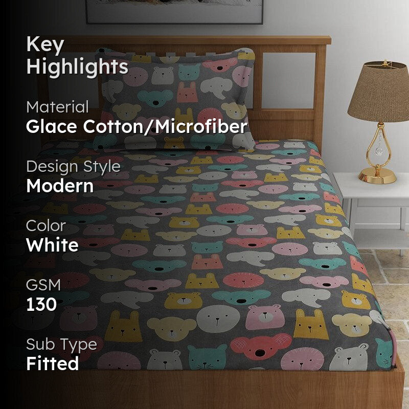 Astilbe Floral Microfiber Bedsheet (White & Yellow) - 130 GSM media 2