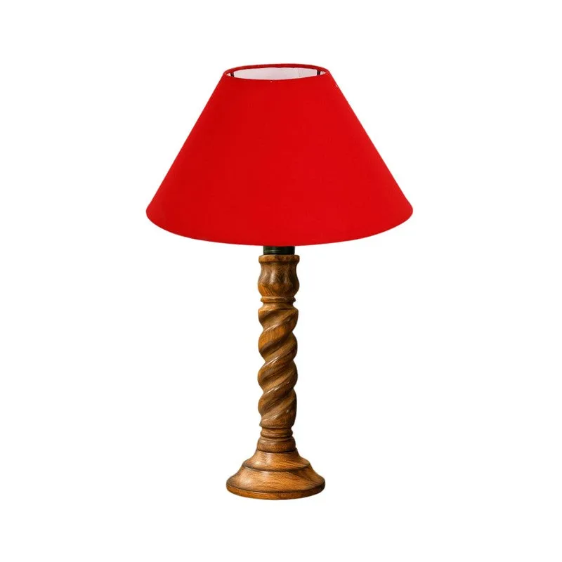 Elvane Elora Wooden Table Lamp - Red media 5