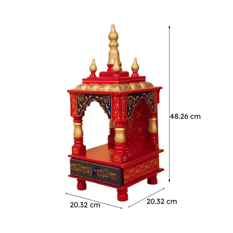 DevLok Handcrafted Wooden Mandir -Red media 7