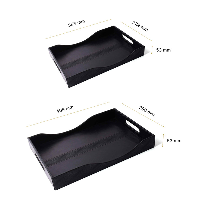 Veltrix Faux Leather Serving Tray - Black media 8