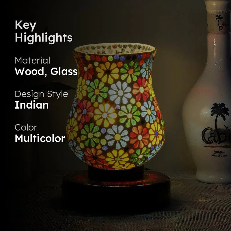 Stellix Mosaic Glass Table Lamp With Wooden Base - Multicolor media 2