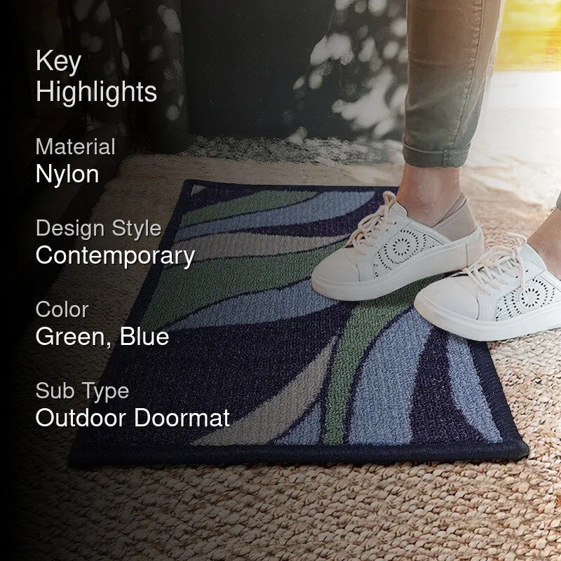 Hiro Abstract Nylon Door Mats - Green,Blue media 2