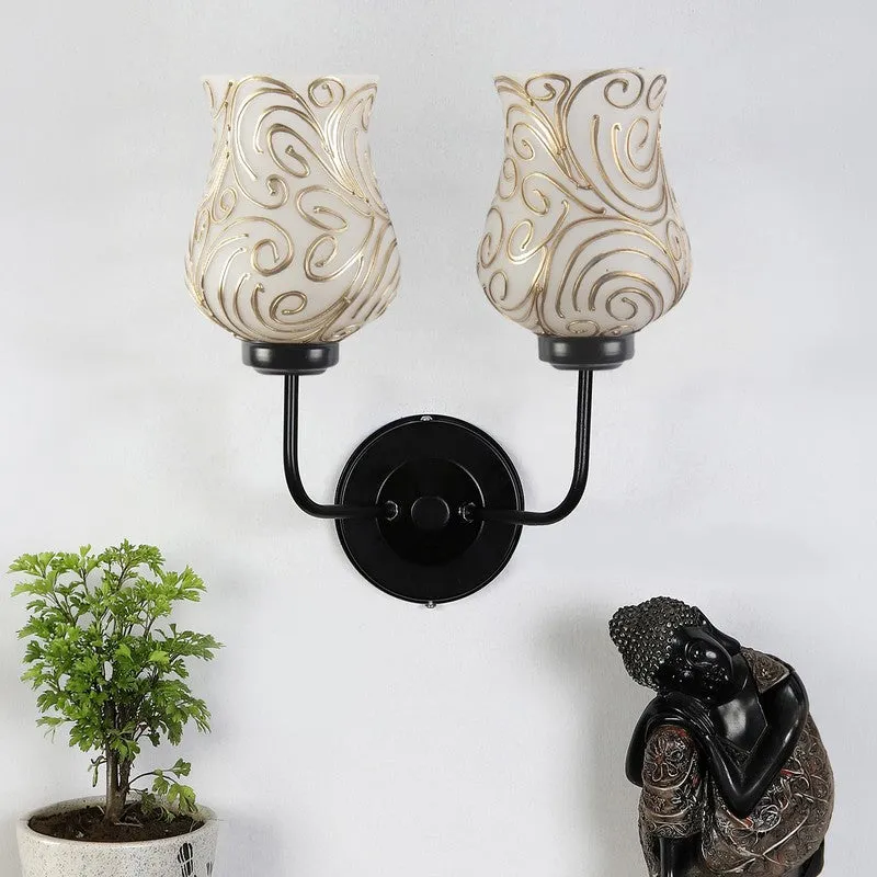 Golden Swirl Twin Tulip Glass Wall Lamp media 3