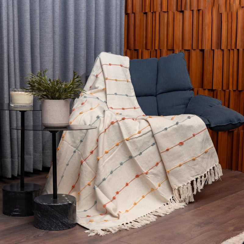Urban Space Modern White Cotton Throw media 3