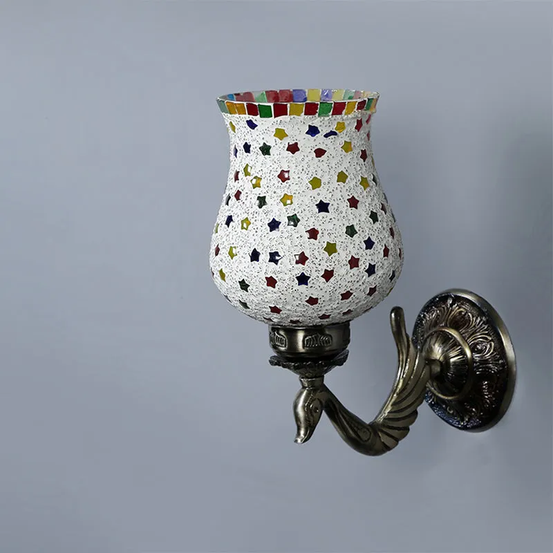 Ekta Retro Mosaic Glass & Metal Wall Lamp media 4