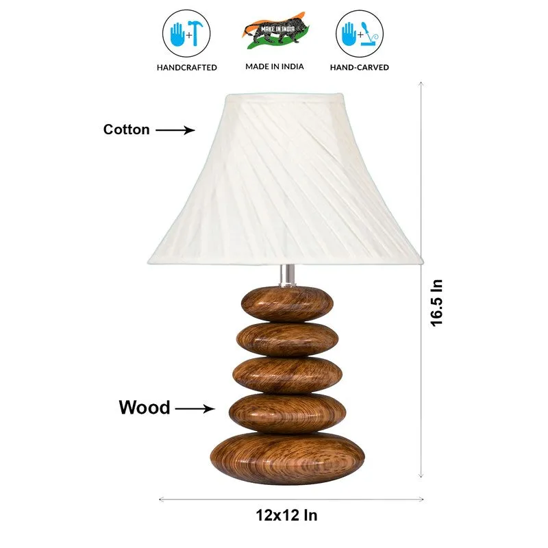 Glymora Cotton Table Lamp With Wooden Base - White media 8