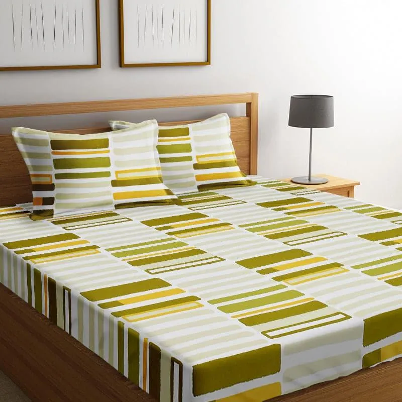 Evara Striped Microfiber Bedsheet Old - 130 GSM media 1
