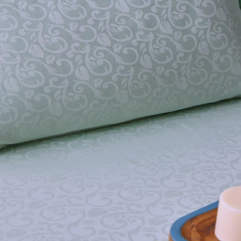 Damask Ethnic Cotton Bedsheet (Ice Blue) - 300 TC media 5