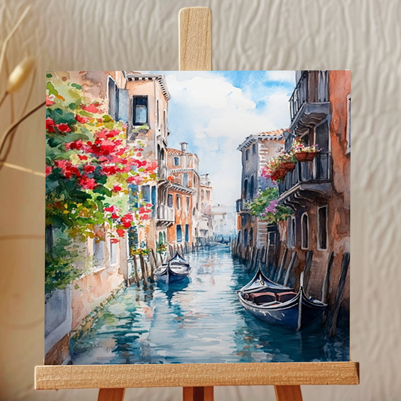 Serene Venice Canvas Showpiece With Stand