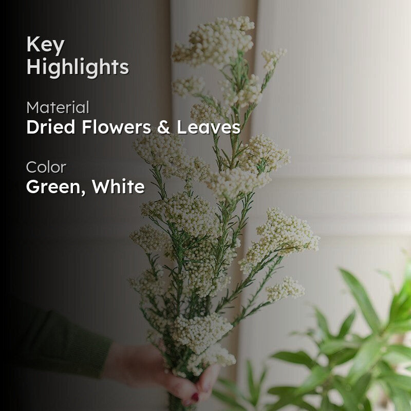 Artificial Rice Flower Stem (White & Green) - Set Of Three media 2