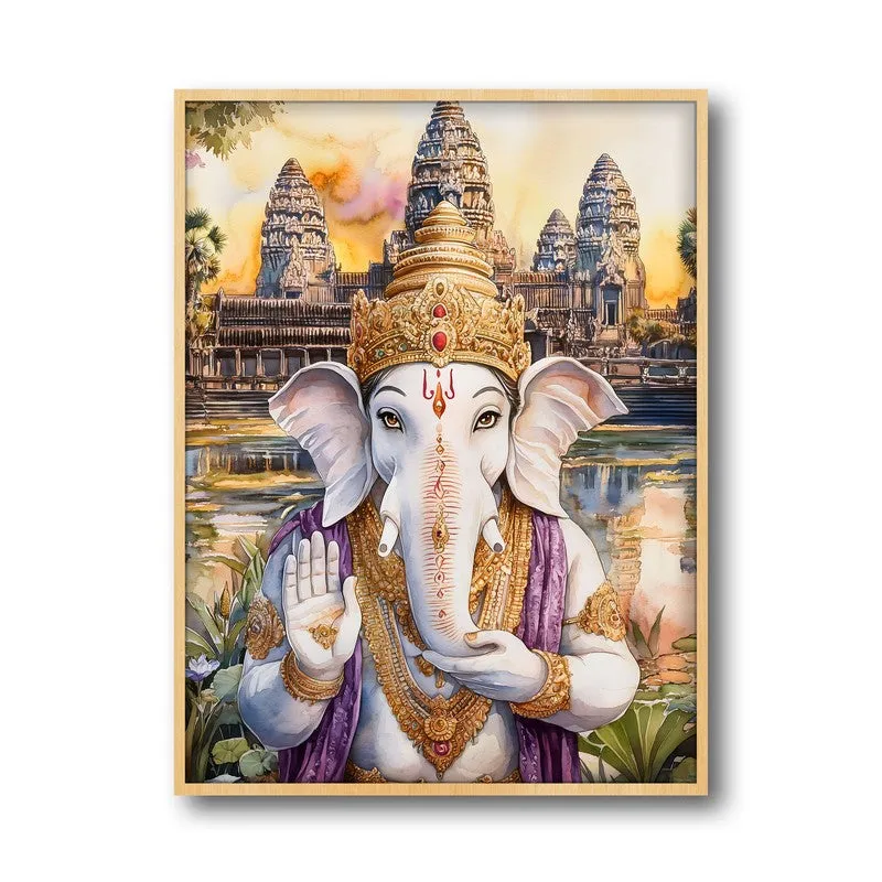 Mangalamurti Spiritual Archival Paper Wall Painting - Natural Brown Frame media 5