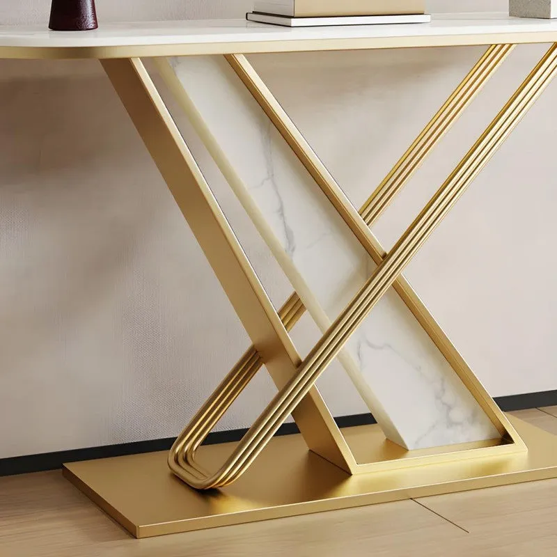 Premium Metal Console Table with Marble Top - Small media 6
