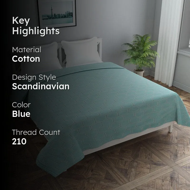 Soft Hive Cotton Duvet Cover (Blue) - 210 TC media 2