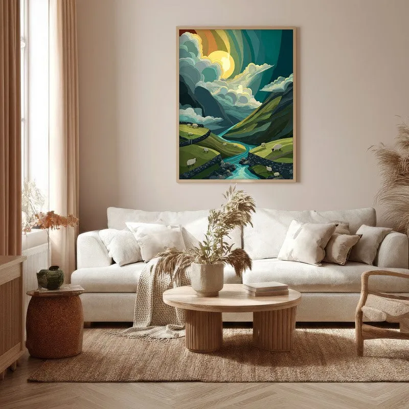Emerald Valley Canvas Wall Painting - Brown Frame media 5