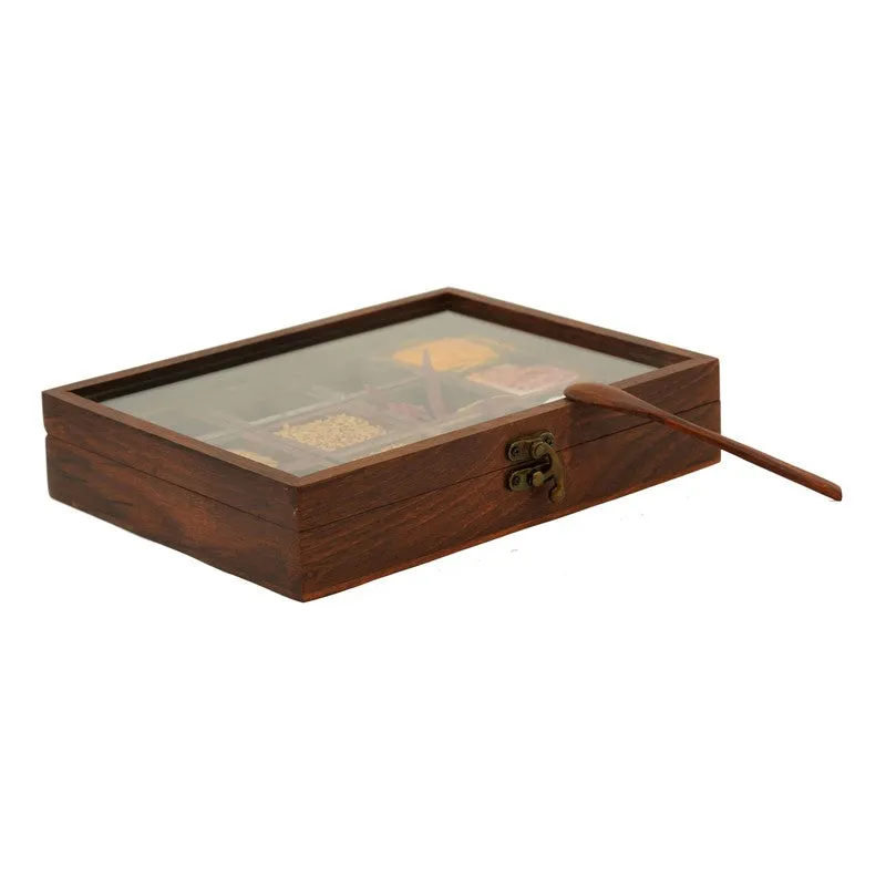 Timber Sheesham Wood Rectangle Masala Box - Fourteen Piece Set media 8