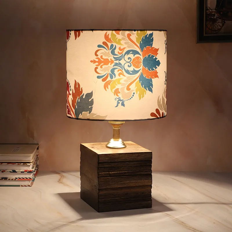 Nordlys Cube Printed Mango Wood Table Lamp - Multicolor media 4