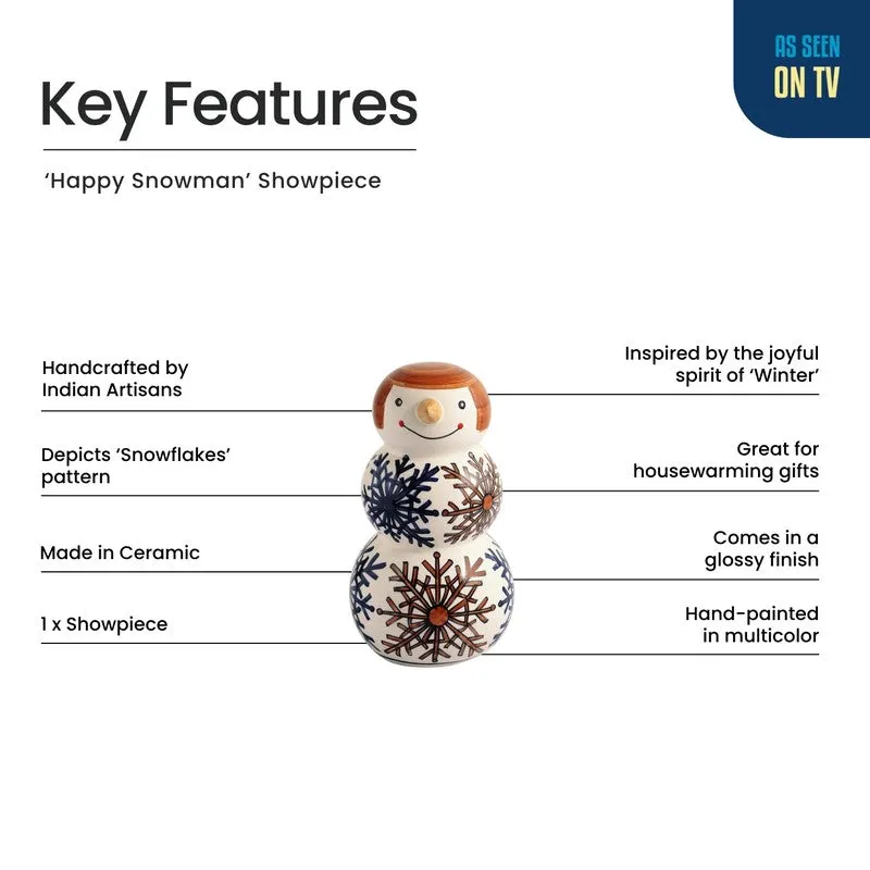 Happy Snowman Ceramic Handpainted Showpiece media 5