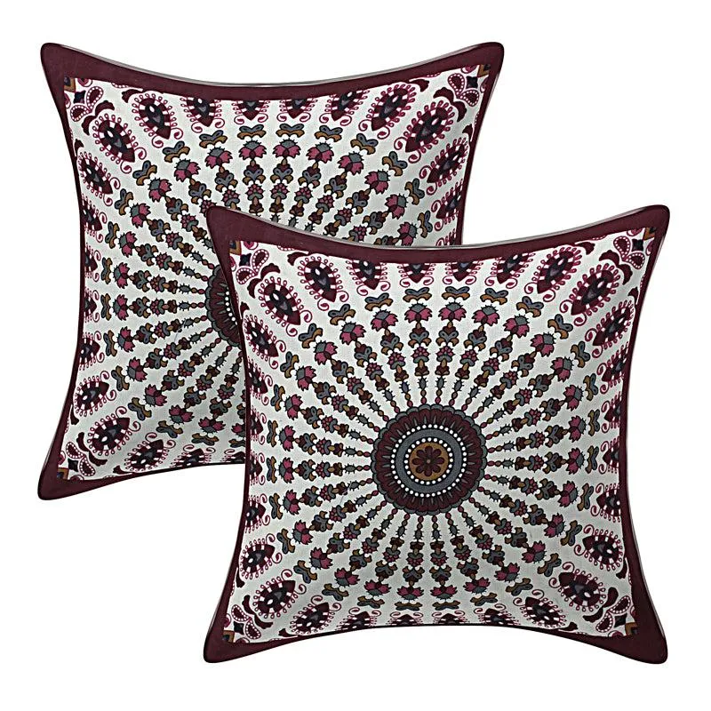 Snigdha Printed Diwan Set (Maroon) - Six Piece Set media 3