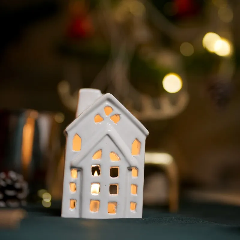 Christmas House Tealight Holder - Two Piece Set media 1