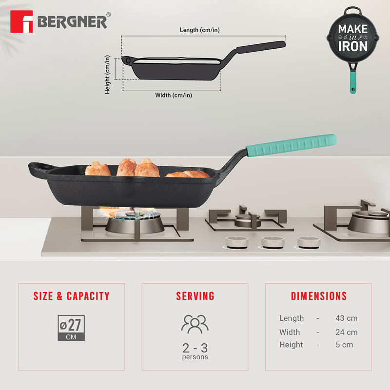 Bergner Induction Safe Grill Pan (Green) - 11 Inches media 8