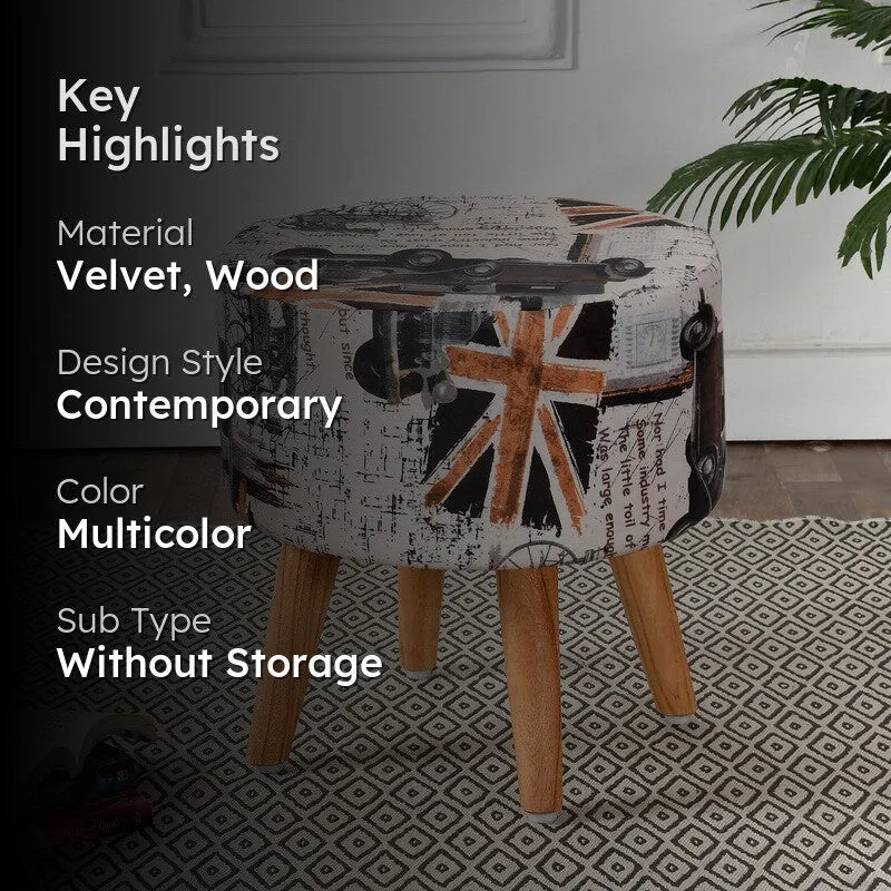 Travisco Uk-print Velvet Ottoman - Multicolor media 2