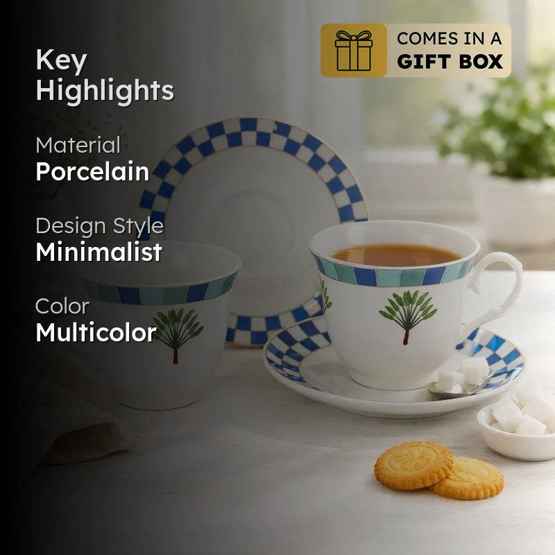 BlossomCharm 24k Gold Brushed Porcelain Tea Cup (300 mL Each) -  Twelve Piece Set media 2