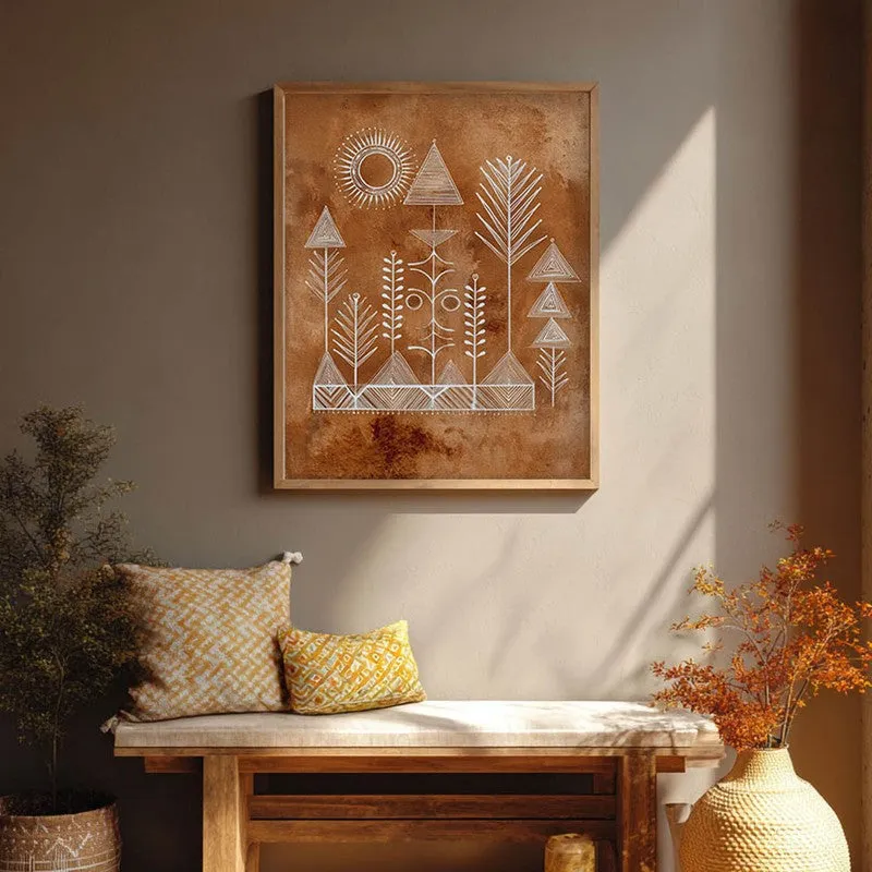 Tribalin Canvas Wall Painting With Brown Frame media 8