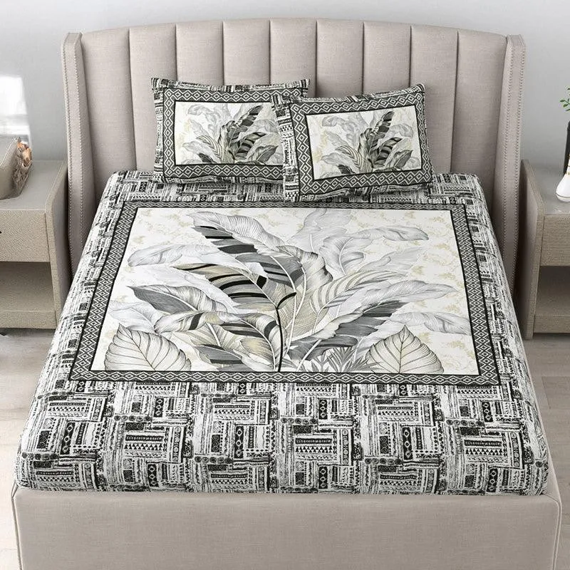 Little Explorers Floral Cotton Bedsheet (Grey) - 140 TC media 1