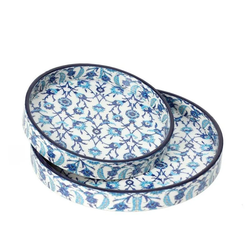Indigo Florets Circular Serving Tray - Set Of Two media 3