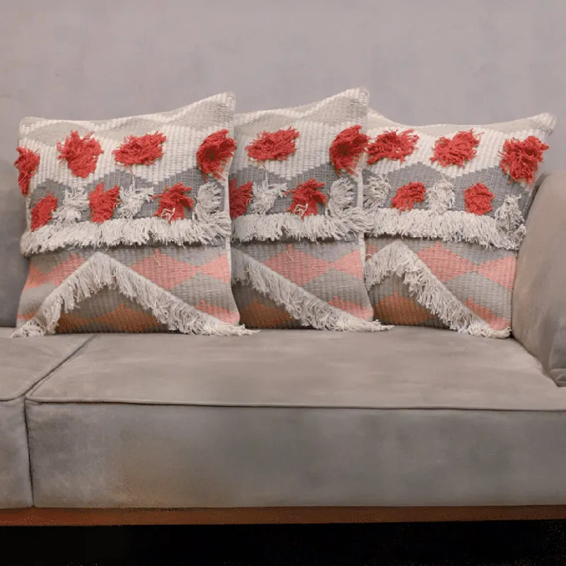Button Bubble Tufted Cushion Cover (Multicolor) - Set Of Three media 1