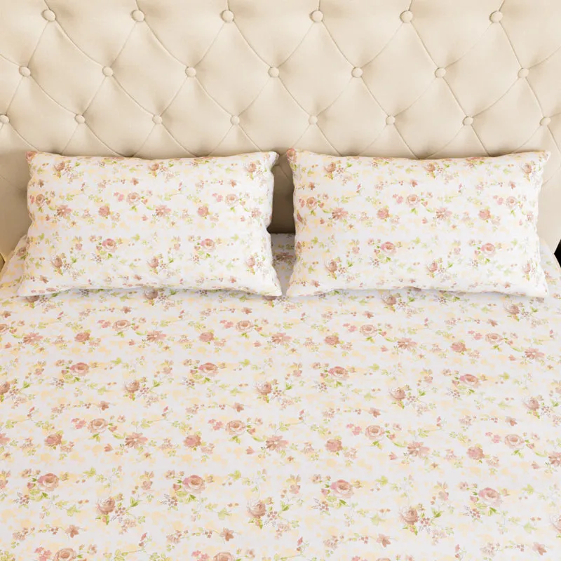 Dewdrop Floral Cotton Bedsheet (Yellow) - 180 TC media 5