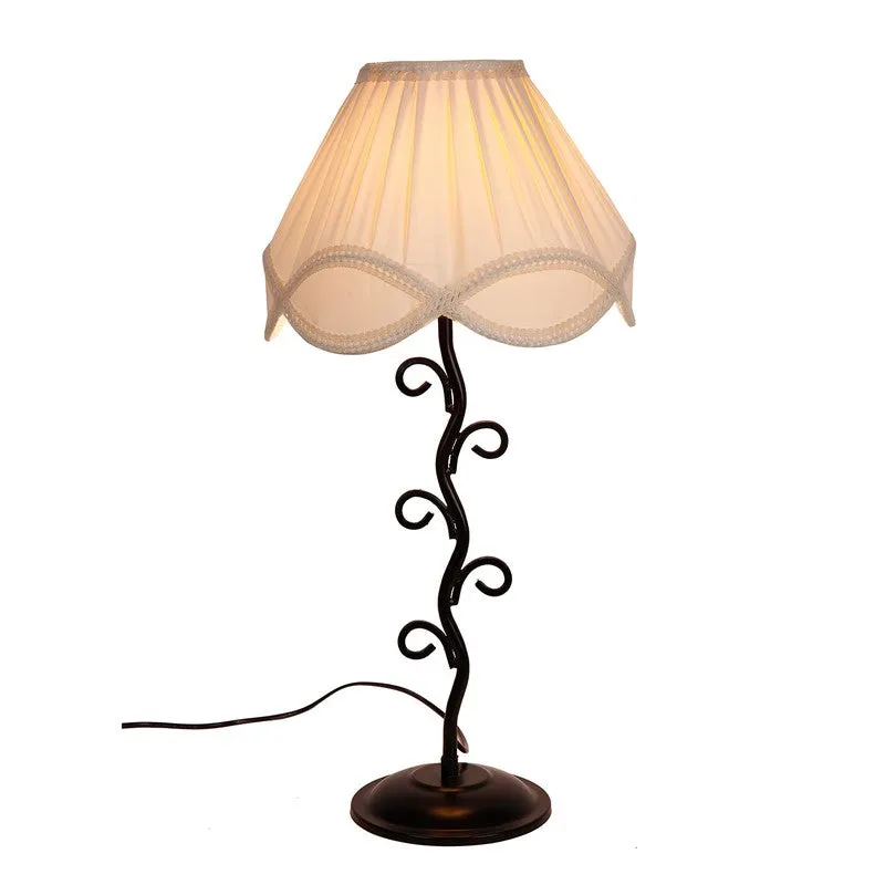 Celeneva Cotton Table Lamp With Iron Base - White media 6