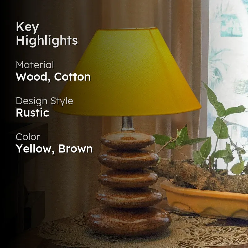 Luvora Cotton Table Lamp With Wooden Base - Yellow media 2