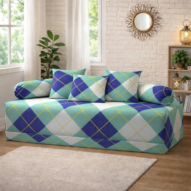 Mivora Printed Diwan Set - Six Piece Set