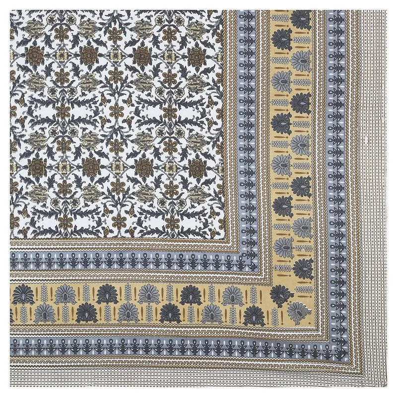 Dakini Ethnic Cotton Bedsheet (Grey,Beige) - 180 TC media 4