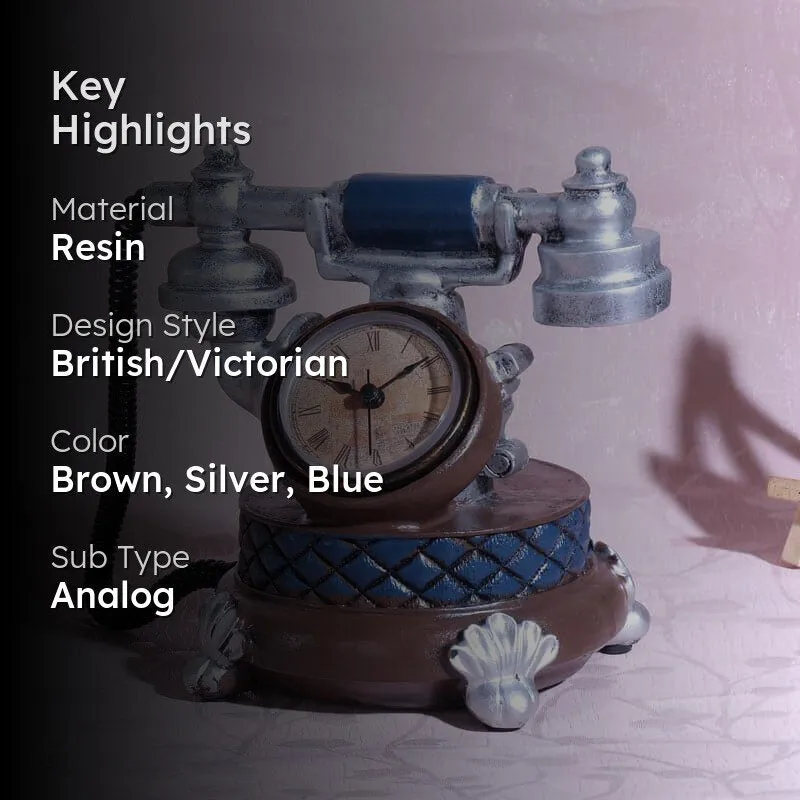 Vintage Telephone Resin Table Clock media 2