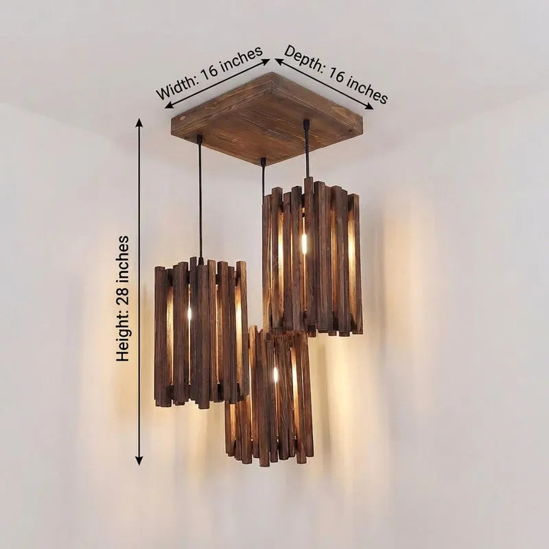 CageLine Wooden Ceiling Lamp - Brown media 9