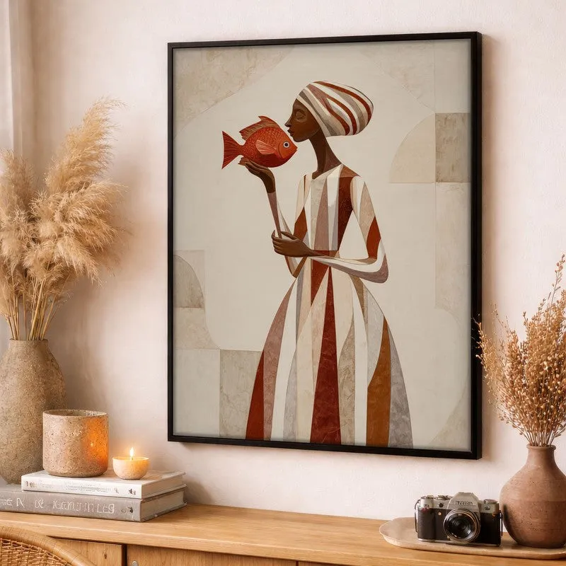 Sahira Traditional Woman Portrait Canvas Wall Painting With Black Frame media 3
