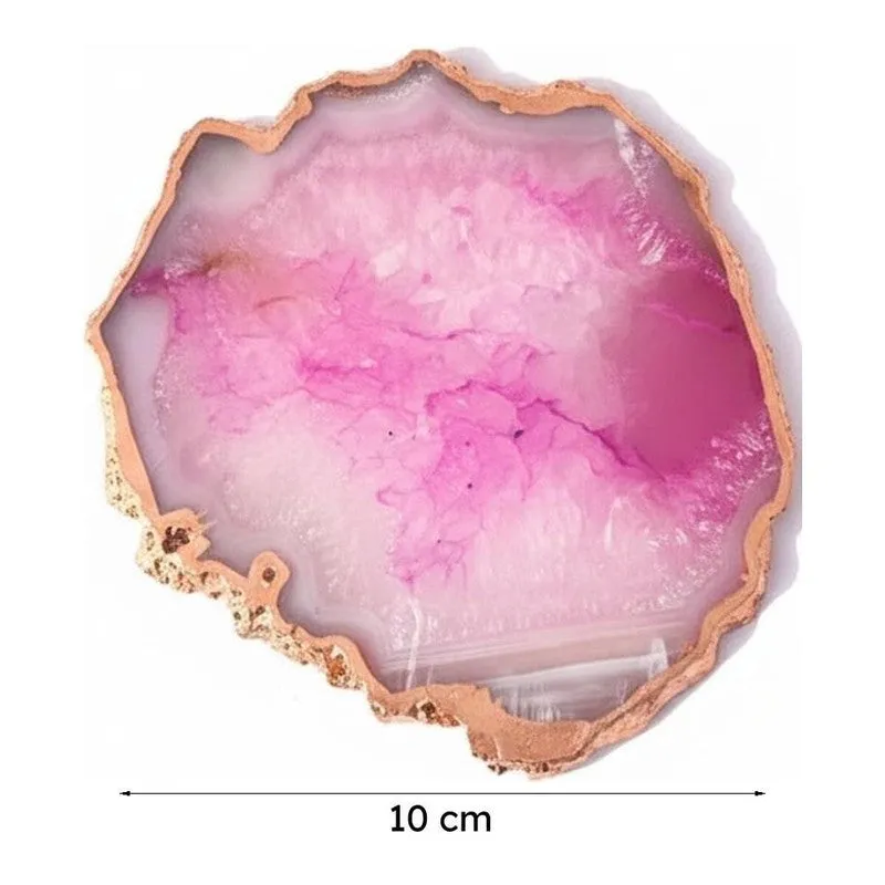 Novalie Handcrafted Brazilian Agate Coaster (Pink) - Set Of Two media 5