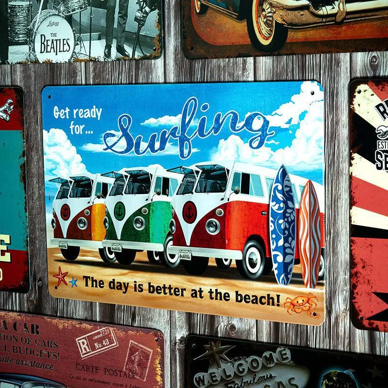 Get Ready For Surfing Retro Metal Wall Accent media 1