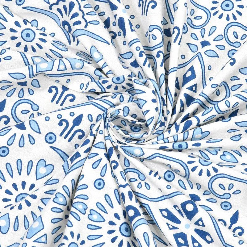 Madhuprerna Printed Cotton Bedsheet (Blue) - 160 TC media 5