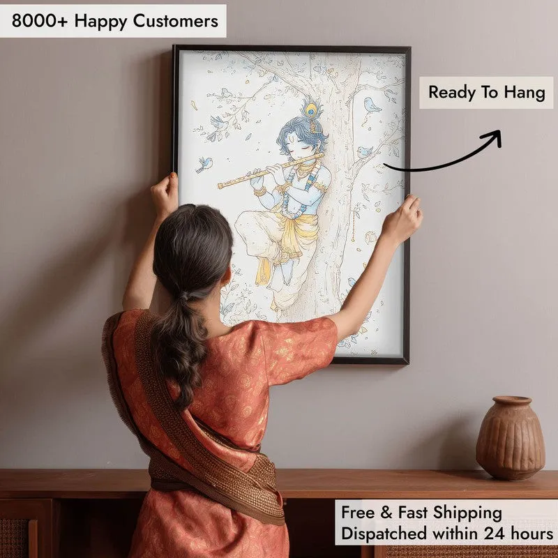Baal Krishna Playing Fluit Archival Paper Wall Art media 5