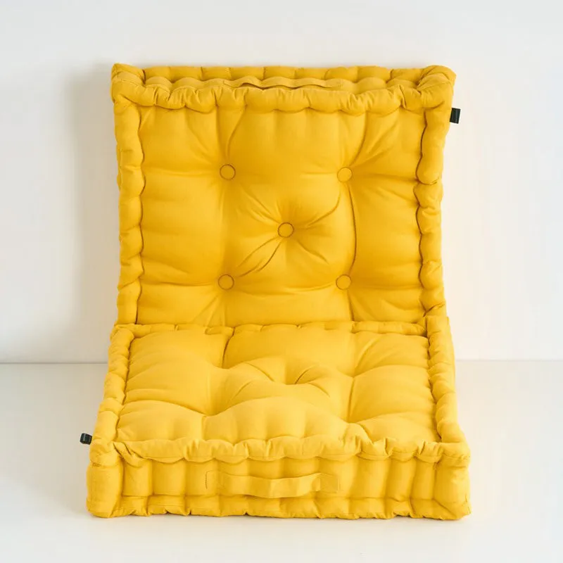 Marlon Cotton Floor Cushion (Mustard Yellow) - Set Of Two media 3