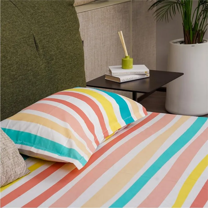 Urban Space Multi-Colour Stripes Cotton Bedsheet (Pastel)(200) - 200 TC media 6