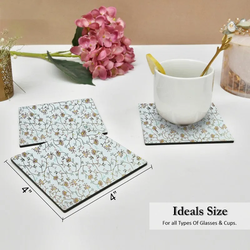 Classic Hand Painted Wooden Coasters with Holder - Seven Piece Set media 6