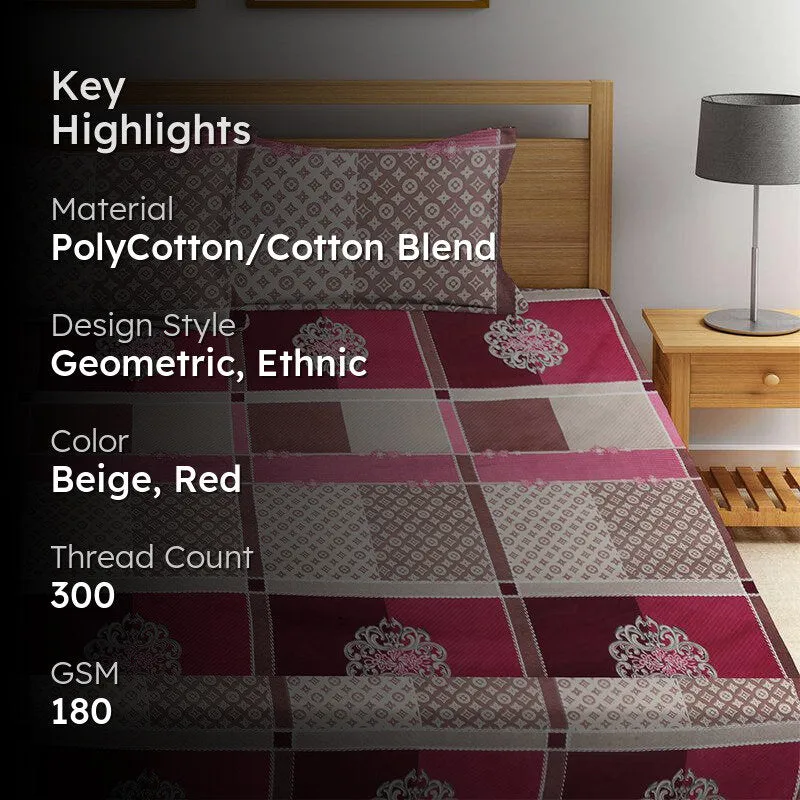 Basil Ethnic Bedsheet - 180 GSM media 2