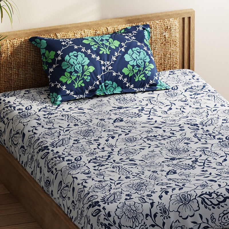 Fiddler Flow Floral Microfiber Bedsheet - 120 GSM media 5