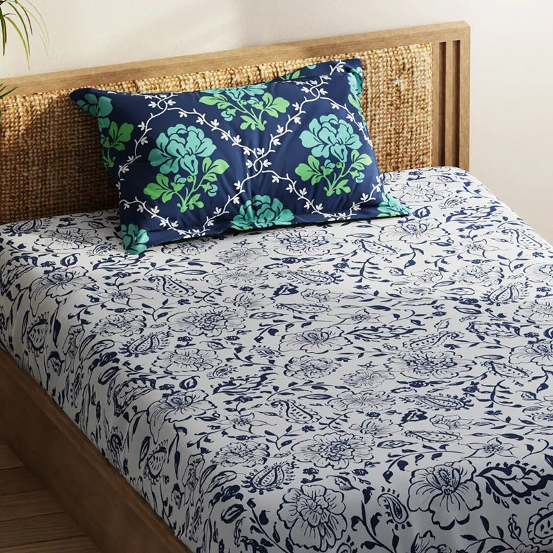 Fiddler Flow Floral Microfiber Bedsheet - 120 GSM media 5