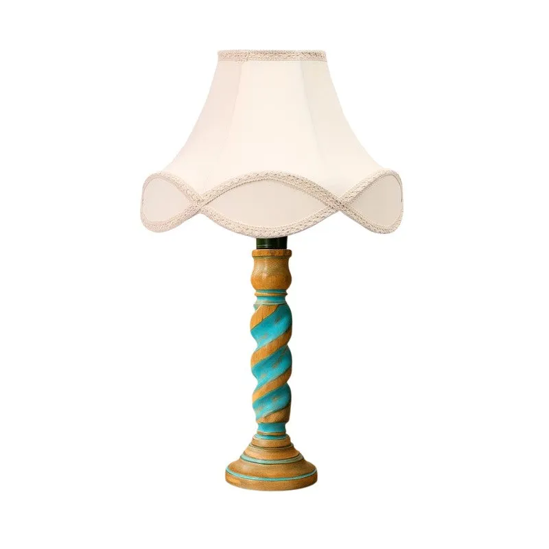 Elara Oria Wooden Table Lamp - OffWhite media 5