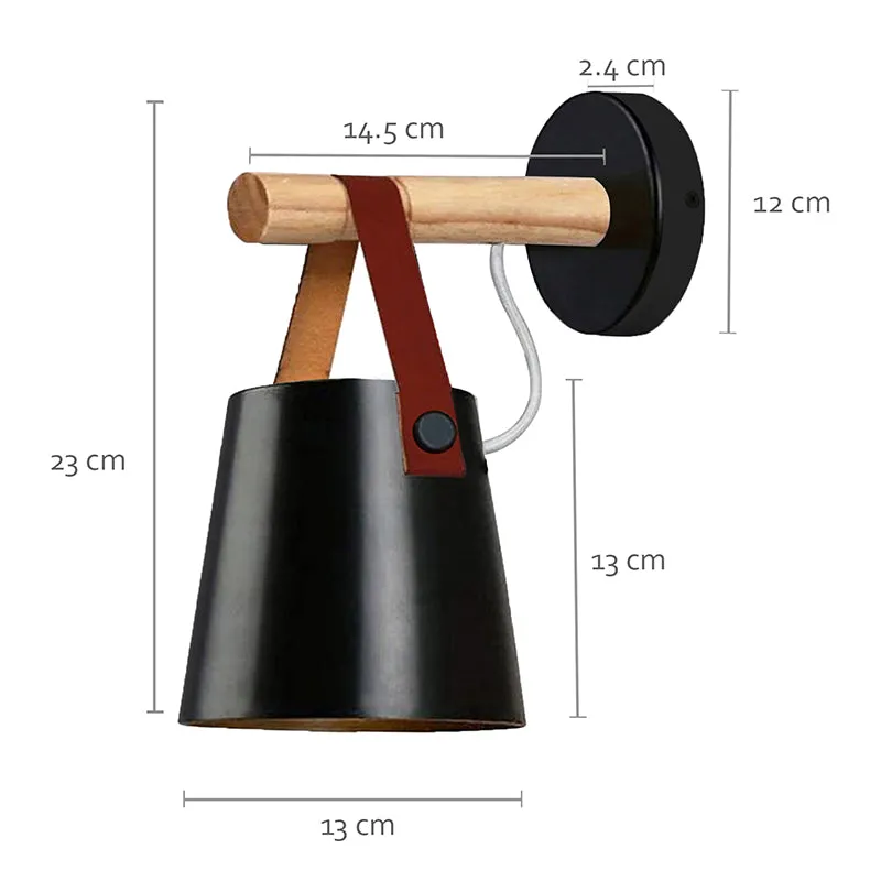 Lume Bucket Fabric Shade Metal Wall Lamp - Black media 5